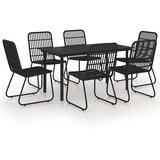  Vrtna garnitura - 7-dijelni vrtni blagovaonski set od poliratana i stakla - Crna Dužina stola 150 cm 6 | shoptok.hr