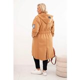 Kesi Włoski Elegant Plus Size women's coat with a collar and large pockets fango | Shoptok.si