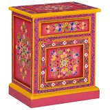  Noćni ormarić od masivnog drva manga ružičasti ručno obojen | shoptok.hr