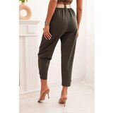 Kesi Włoski Summer Punto pants with a fastening at the ankles dark khaki | Shoptok.si
