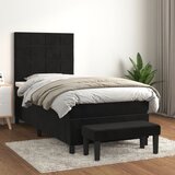 The Living Store Box spring postelja z vzmetnico črn 90x190 cm žamet - Box Spring Postelja, (21492975) | Shoptok.si