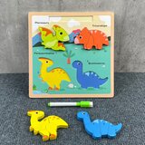  Drvena edukativna slagalica DINOSAURI s pločom za crtanje - TREX | Shoptok.si