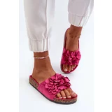 Kesi Women's slippers on a cork platform made of Eco Suede Fuchsia Jaihini