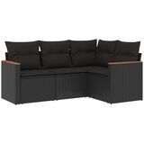  The Living Store Vrtna sedežna garnitura 4-delna z blazinami črna poli ratan - Vrtna Sedežna Garniture, (21461124) | Shoptok.si