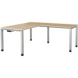 mauser Pisalna miza, kotna, spodnji del iz kvadratne/okrogle cevi, VxŠxG 680 - 760 x 1600 x 800 mm, kotni element na desni strani (širina 1000 mm), pl | Shoptok.si