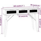  Konzolni stol bijeli 105 x 30 x 75 cm borovina i prirodni ratan | shoptok.hr