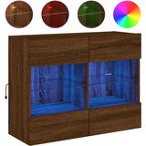 Maison Chic Stenska TV omarica - TV stojalo - Televizijska omarica z LED lučkami rjavi hrast 78,5x30x60,5 cm, (21701609) | Shoptok.si
