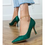 D/CEO Green satin pumps with rhinestones Kortis | Shoptok.si