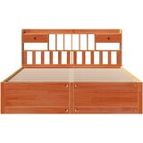  Knjižna postelja brez vzmetnice vošč. rjava 200x200 cm borovina, (21611722) | Shoptok.si