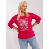 Fashionhunters Fuchsia women's blouse plus size with print