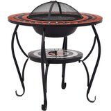  Mozaični stolić s ložištem terakota-bijeli 68 cm keramički | shoptok.hr
