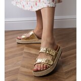 D/CEO Golden glitter espadrille sandals with buckles Induri | shoptok.hr
