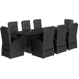  9-dijelni vrtni blagovaonski set s jastucima crni od poliratana | shoptok.hr