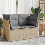 Maison Chic Vrtni kavč - Zunanji kavč z blazinami 2-sedežni bež poli ratan, (22043736) | Shoptok.si