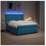  boxspring postelja z vzmetnico, žamet, modra, 200×200 cm Cene