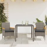  3-dijelni vrtni blagovaonski set s jastucima poliratan i staklo Siva 90 x 90 x 75 cm | shoptok.hr