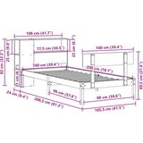 vidaXL Krevet s regalom z knjige bez madraca bijeli 100x200cm borovina | shoptok.hr