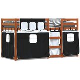 Krevet na kat sa zavjesama bijelo-crni 90 x 190 cm od borovine | Eponuda.com