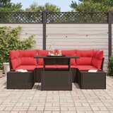  Set sofe s jastukom 7 pcs Smeđa i crvena poliratan | shoptok.hr
