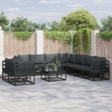 vidaXL Sjedeća garnitura za vrt 10 pcs Crna 70 x 70 x 32 cm Aluminij | shoptok.hr