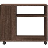 vidaXL Stranska mizica s kolesi rjav hrast 70x35x60 cm inženirski les | Shoptok.si