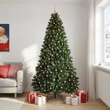  Umjetno božićno drvce tamnozeleno s kuglicama 270 cm - Tamnozelena Ø 128 x 270 cm s 300 LED dioda i ružičastim lopticama | shoptok.hr