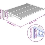Nadstrešnica za vrata siva i prozirna 122 x 90 cm polikarbonat | shoptok.hr