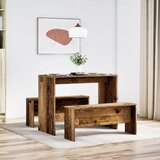  3-dijelni blagovaonski set stola i klupa boja hrasta drveni | shoptok.hr