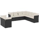  9-dijelni set vrtnih sofa s jastucima crni od poliratana | shoptok.hr
