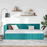  Kutni okvir kreveta s uzglavljem Tirkizna 90 x 200 cm Baršun | shoptok.hr