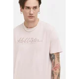 Hollister Co. Bombažna kratka majica moški, roza barva