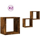 Police na zidu s policom 2 pcs Dimljeni hrast 26 x 15 x 26 cm | shoptok.hr