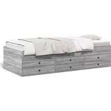 vidaXL Dnevna postelja s predali siva sonoma 100x200 cm inženirski les