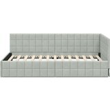 vidaXL Kotna postelja z vzglavjem Svetlo siva 90 x 200 cm Žamet | Shoptok.si