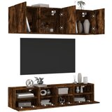  The Living Store Komplet TV omaric 5-delni dimljeni hrast inženirski les - Stenska TV Enota, (21555633) Cene