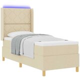  Krevet s opruga kutije s LED trakama Krema 80 x 200 cm tkanina Slike