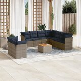 vidaXL 11-dijelni set vrtnih sofa od poliratana s jastucima sivi | shoptok.hr