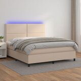 Maison Chic Box spring postelja - Vzmetna postelja vzmetnico LED kapučino 180x200 cm um. usnje SL15804, (21895783) | Shoptok.si