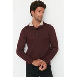 Trendyol Claret Red Men's Slim Fit Half Fisherman Buttoned Knitwear Sweater Cene
