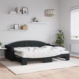  The Living Store Izvlečna dnevna postelja z vzmetnico črna 80x200 cm blago - Izvlečna Dnevna Postelja, (21509215) | Shoptok.si