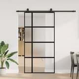 vidaXL Klizna vrata s priborom crna 102,5 x 205 cm kaljeno staklo | shoptok.hr