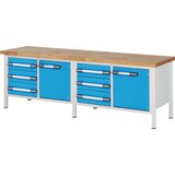 eurokraft pro delovna miza z ogrodjem serije 8, 6 predalov 180 mm, 2 vrat 540 mm, 1 polica, šxg 2500 x 700 mm Cene