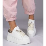  White sneakers with gold detail and rhinestone heel Floura | Shoptok.si