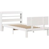  Okvir kreveta s uzglavljem bijeli 75x190 cm od borovine | shoptok.hr