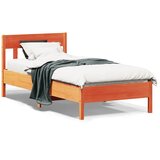 vidaXL Posteljni okvir z vzglavjem voščeno rjava 90x200 cm borovina Cene