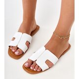  White flat-soled slippers with Sarini embossing | Shoptok.si
