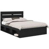  Konstrukcija postelje Črna 150 x 200 cm Masivno borovo les, (5000102652) | Shoptok.si