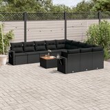  12-dijelni set vrtnih sofa od poliratana s jastucima crni | shoptok.hr