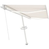 vidaXL Ročno zložljiva tenda z LED lučmi 400x300 cm krem | Shoptok.si