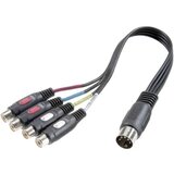 SpeaKa Professional Činč/DIN priključni audio Y-adapter [1x diodni utikač 5-polni (DIN)/4x činč, ženski], crn Cijene